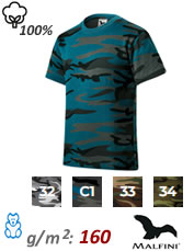 Vidutinio sunkumo medvilnės kamufliažiniai marškinėliai vaikams Camouflage 149